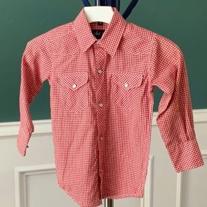 Boys White Horse Checked Western Shirt Size XS